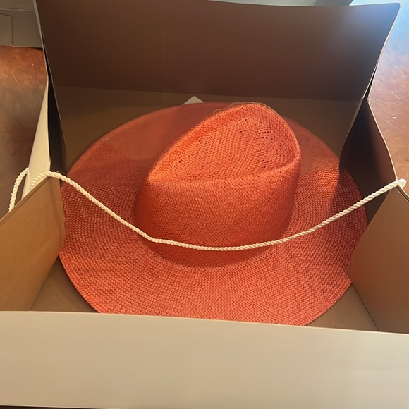 Eugenia Kim Coral Colorblock Straw Sunhat